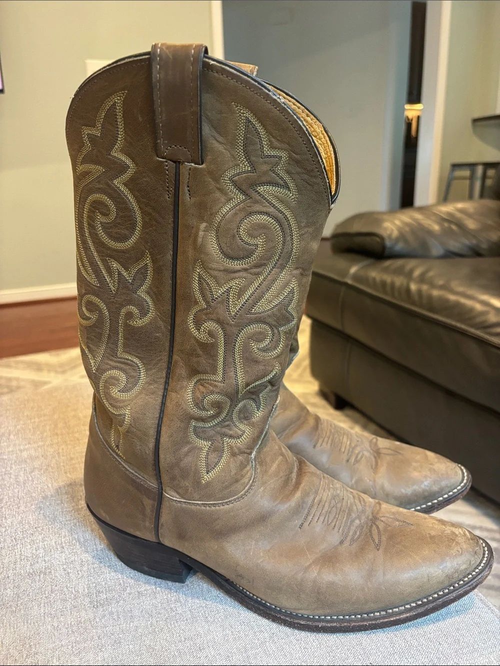 Extra Wide Justin vintage Leather Cowboy western Boots #2253 11 EEE made USA